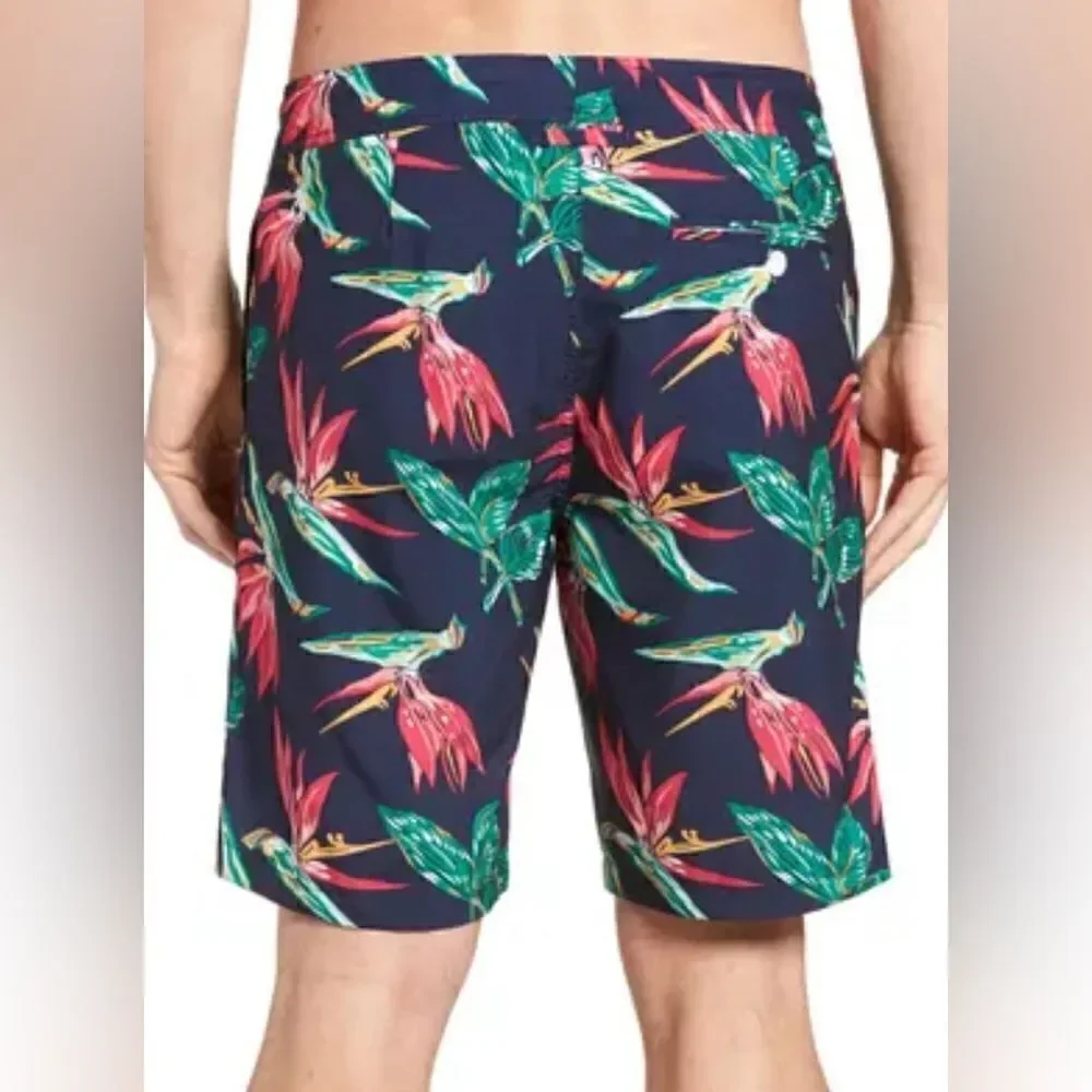 NWT Bonobos Men’s Navy Floral 9” Swim Board Shorts Trunks - Size 35